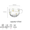 Daisy Pattern Flower Glass tazza Resistente al calore Cucetta di farina di farina d'avena chiara Casa Fruit Teacup Office Acqua di caffettiere Drinkware 240401