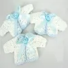 Fabric 12pcs miniature crochet sweater flower ribbon baby shower baptism craft party decorations 5.0 x 9.5cm