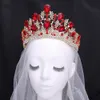 KMVEXO Luxuriöse hochwertige Royal Queen Hochzeitskrone für Frauen, großer Kristall, Bankettschleier, Tiara, Party, Kostüm, Haarschmuck, 240307