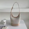 HBP Non-Brand New Design Canvas Stitching PU Leather Tote Bag Summer Simple Womens Bucket Medium Brown Beach