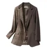 Geruite Blazers Jassen voor Vrouwen Elegante Stijlvolle Kleding Herfst winter Dames Pak Vintage Dames Jassen Mode 240228