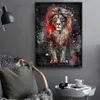 Färgglada lejon graffiti canvas målning abstrakt djurväggkonst affischer och tryck cuadros dekorativa bilder för hemdesign205g