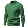 Pulls pour hommes tricots couleur unie col rond mode pull mince torsadé pull mâle pull chaud tricot homme hauts