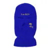 Autumn Winter Three Hole Letter Embroidered Knitted Hat Windproof And Warm Hip Hop Mask Outdoor Riding Head Cover 454013