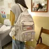 EnoPella Zaino da donna in nylon impermeabile moda per ragazze Borsa da viaggio per studenti ad alta capacità BookBag Borsa per laptop nera da uomo 240304