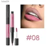 Lipstick New Double-headed Lipstick Matte Lip Gloss Lip Liner 2 In 1 Long Lasting Waterproof Makeup Beauty Matte Lipstick 240313