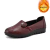 Casual Shoes Women Mother Waterproof Pu Leather Polyuretan Bottom med sammet varm lättvikt slitsträckt bekvämt