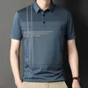 Zomer Trendy Print Korte Mouw Poloshirt Voor Mannen Business Casual Revers Knop Zak Comfortabele T-shirt Ropa Hombre 240301