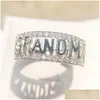 Cluster Rings Fashion European Sier Rose Gold Letter Grandma For Women Female High Quality Zircon Ring Love Famity Jewelry Best Gifts Dhs4W