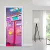 Stickers Anime Girl City Street Neon Decoration Art Door wallpaper Wall Decals PVC Duer Stickers Graffiti Poster Bathroom Door Sticker