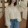 Blouses pour femmes Mignon Doux Hauts 2024 Mode Femmes À Manches Longues Décontracté Japon Style Imprimé Floral Rétro Vintage Bouton Chemises