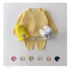 2024 Korea Peuter Babykleding Sets Voor Baby Baby Jongens Kleding Set Mock Tweedelige Wafel Katoen Sweatshirt + broek 2 Stuks Outfit