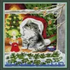 Mix 2 in 1 gattino di Natale fatto a mano punto croce strumenti artigianali ricamo set di cucito contati stampa su tela DMC 14CT 11CT245I