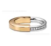 Designer tiffay and co s925 argent V or matériau navettage conception personnalisée sens bague en diamant en forme de U