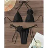 Ropa de baño S.XL Sexy 3D Flores Halter Bikini con tiras Traje de baño para mujer Traje de baño para mujer Conjunto de dos piezas Bikini Traje de baño Deportes acuáticos 240311