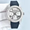 ダイヤモンドウォッチメンズラグジュアリーウォッチ40mmサファイアガラス週間日付ディスプレイ高品質の機械式運動ラバーストラップ腕時計