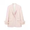 LGRQ Mode frauen Blazer Neue Kerb Langarm Lose Feder Einreiher Anzug Jacken Weibliche Flut Winter 2023 19J1620 HKD230901