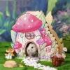 Jaulas Diseño de pintura de dibujos animados Pequeña casa de madera para mascotas Lindo colorido Hongo Refugio para hámster Casa para dormir Juguete para ratas Suministros para dormir