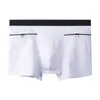 Unterhosen Große europäische Herren-Slips mit hoher Taille Baumwolle Doppeltaschenhosen Reißverschluss Boxer Anti-Diebstahl-Männer