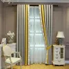 Rideaux Moderne jaune gris épissage rideau coton lin rayure chambre rideaux occultants pour salon balcon stores fenêtre rideaux