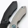 CK 0456 Flipper Knife D2 Steel Satin/Black Titanium Coating Tanto Point Blade CNC TC4 Titaniumlegering Handle Ball Bearing EDC Pocket Knives