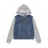 Men's Jackets High version CL family men's and women's couple style washed fake two-piece casual hooded Korean fashionable denim jacket 03Q2