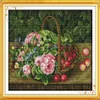 Fruitmand bloemen Cherry home decor schilderijen Handgemaakte Kruissteek Borduren Handwerken sets geteld print op canvas DMC 14C272M