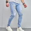 Jeans pour hommes hommes printemps mode déchiré pantalon crayon maigre pour trous en détresse décontracté mâle jogging denim pantalon