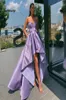 Lavender High Low Prom Dresses Simple Satin Sweetheart Neckline Formal Party Gowns Short Front Long Back Abendkleider Prom Gowns842039144