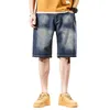 Pantaloncini jeans oversize da uomo grasso Pantaloncini larghi da uomo Summer Fashion Distressed Guy Pantaloni corti in denim con gamba spessa Fondo sottile 44