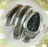 Elegancki moda luksusowe diamenty Pierścień Pierścień złoty srebrny małe pszczoły trend wąż owalny zegar kwarc ruch stali nierdzewnej łańcuch bransoletki