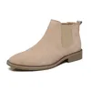 Bottines en cuir véritable pour hommes, bottes d'affaires, robe noire en daim de vache, bateaux d'extérieur