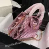 Hot luxury Designer bags New CC 23K Tote Diamond Check Chain Bag Single shoulder crossbody Bag Mirror painted leather diamond check quilted calfskin purse