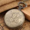 Pocket Watches Retro Watch Antique Transparent Cover Arabic Number Quartz Clock For Men Women Necklace Pendant Chain Timepiece Gift