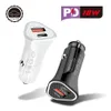 Hot Mini Black White PD -mobiltelefon Car Charger USB Typ C Triangel Car Adapters Snabbbil Charging Chargers