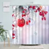 Number Winter Christmas Shower Curtain Xmas Snowflake Sier Balls Bell Pine Tree Bathroom Decor Waterproof Polyester Fabric Curtains
