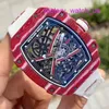 Female Functional RM Wrist Watch RM67-02 Calendar 38.7*47.5mm RM6702 Wine Red NTPT