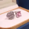 مصمم خواتم سيدة Pink Pink Diamond Series Rose Shape Ring for Women Fingerrings Wedding with Box