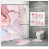 Gordijnen Roze Crack Douchegordijnen Mode Badkamer Gordijn Bad Sets Toilet Cover Mat Antislip Wasruimte Tapijt Set Modern 180x180cm Hot