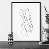 Cuerpo de mujer, dibujo de una línea, pintura en lienzo, figura femenina abstracta, impresiones artísticas, póster minimalista nórdico, decoración de pared del dormitorio, pintura 338r