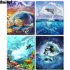 Diamond Painting Art Dolphin Orca Wave 5d Needlework Embroidery Whale Mosaic Home Decor Handmade Picture Of Rhinestones241L