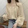 Blouses pour femmes Mignon Doux Hauts 2024 Mode Femmes À Manches Longues Décontracté Japon Style Imprimé Floral Rétro Vintage Bouton Chemises