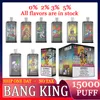 Originale Bang King 15000 Puff Sigarette elettroniche usa e getta Puff 15000 Vape Pen 25 ml Pod 850 mAh Ricaricabile Vaper Bang Batteria Vapers 15K desechable Puff 15K sneakers