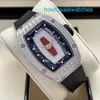 Montre célèbre RM Watch Grestest Watch RM07-01 Series18k Platinum Black Ceramic Original Diamond Red Black Lip RM0701 Automaical Women's