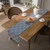 Gerring скандинавские жаккардовые синие дорожки для стола с геометрической кисточкой и флагом зеленого чая, современные элегантные дорожки для столовой 240307