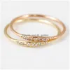 Pierścienie klastra Nowe przybyły minimalizm Śliczny kryształowy pierścionek z palec dhinestone różowe złoto zaręczyny dla kobiet mody er biżuteria najlepsza upuszczenie d dhko1
