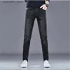 Jeans masculinos primavera moda algodão mens jeans fino elástico abelha calças de negócios estilo clássico masculino denim cinza Color28-38 l240313