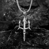 Pendant Necklaces Classic Fashion Trident Pendant Necklace for Men Simple High Quality Charm Silver Color Necklace Party Jewelry L24313