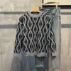 Maglioni da uomo 2024 Elegante maglione con diamanti Color Blocking Nicchia Abbigliamento da esterno Design jacquard Girocollo casual