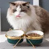 Ulmpp Cat Ceramic Bowl Feede Pet z metalowym stojakiem Podwyższony kotek Puppy Fooding Podniesione naczynie Bezpieczne nietoksyczne zapasy psa 240304